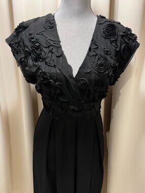 Enfocus Black Empire Waist Knit Dress with Ribbon Rosettes Size 12